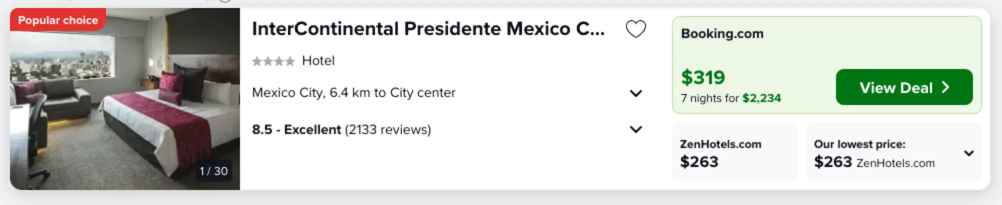 Réservation d'hôtel InterContinental Presidente Mexico