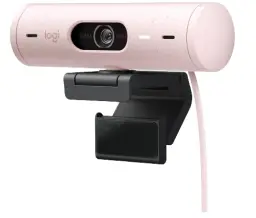 webcam rose pastel avec clip de base noir