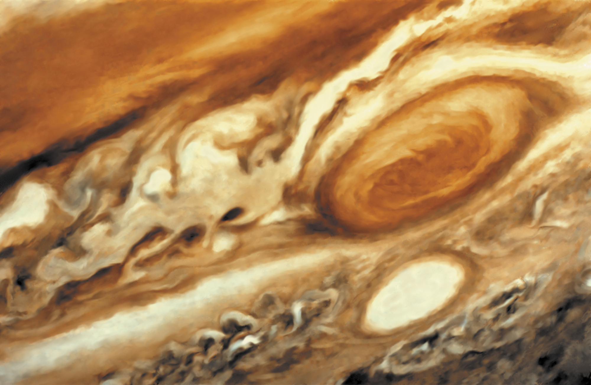 La surface de Jupiter, montrant sa tache rouge.