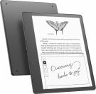 Le Kindle Scribe présenté recto et verso, avec du texte et un dessin de papillon à l'écran