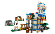 L'ensemble de jouets LEGO Minecraft The Llama Village Farm House présenté avec ses composants