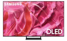 Téléviseur Samsung QLED avec économiseur d'écran liquide abstrait rose et rouge