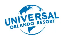 Logo Universal Orlando bleu sur fond blanc