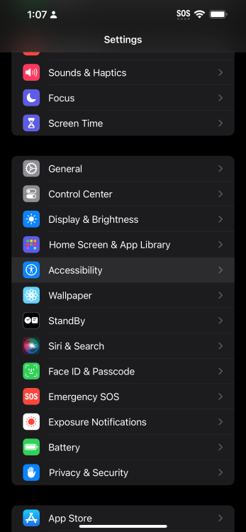 Sélection d'accessibilité sur iPhone