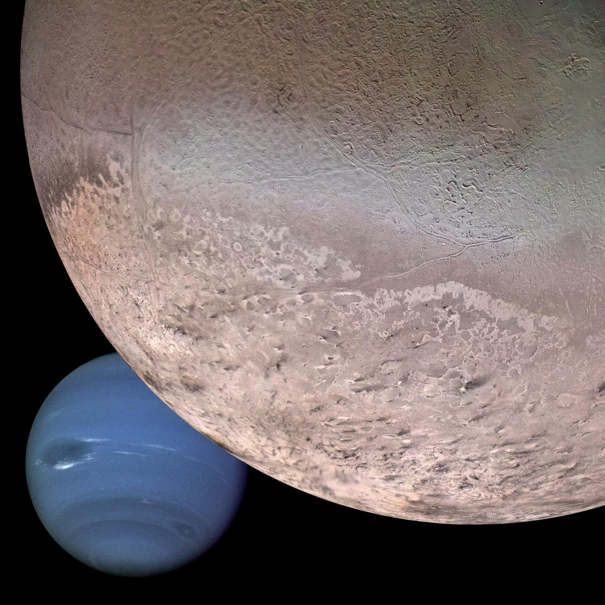 Triton en orbite autour de Neptune