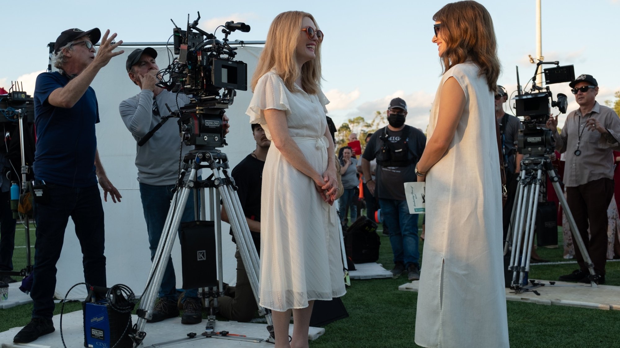 Todd Haynes, Julianne Moore et Natalie Portman sur le tournage de "Mai/Décembre".