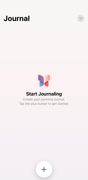 Une capture d'écran de la page d'accueil de l'application Journal.