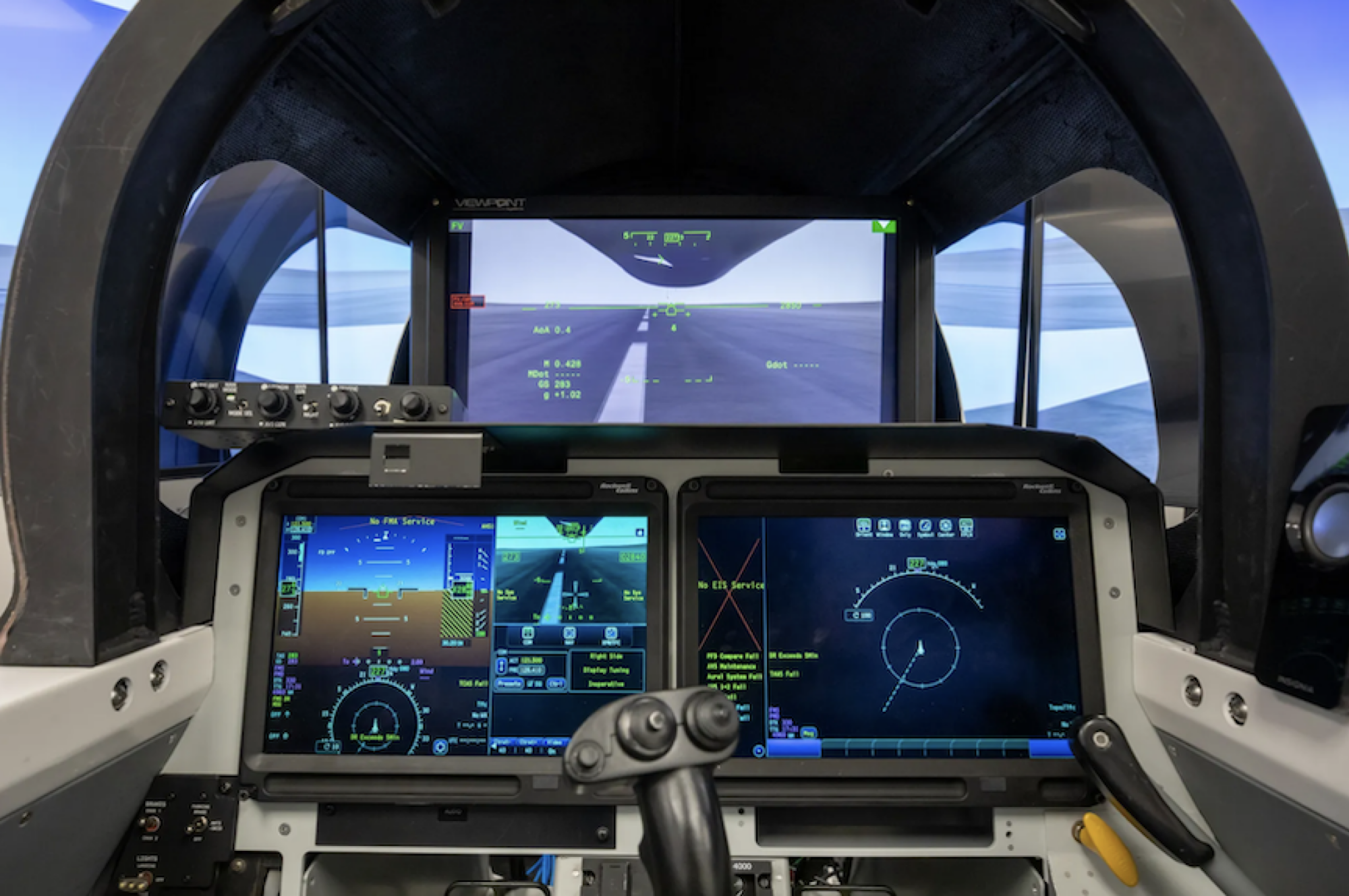 Un rendu graphique de ce à quoi cela ressemblera en volant dans le cockpit du X-59 avec le système de vision externe de la NASA.