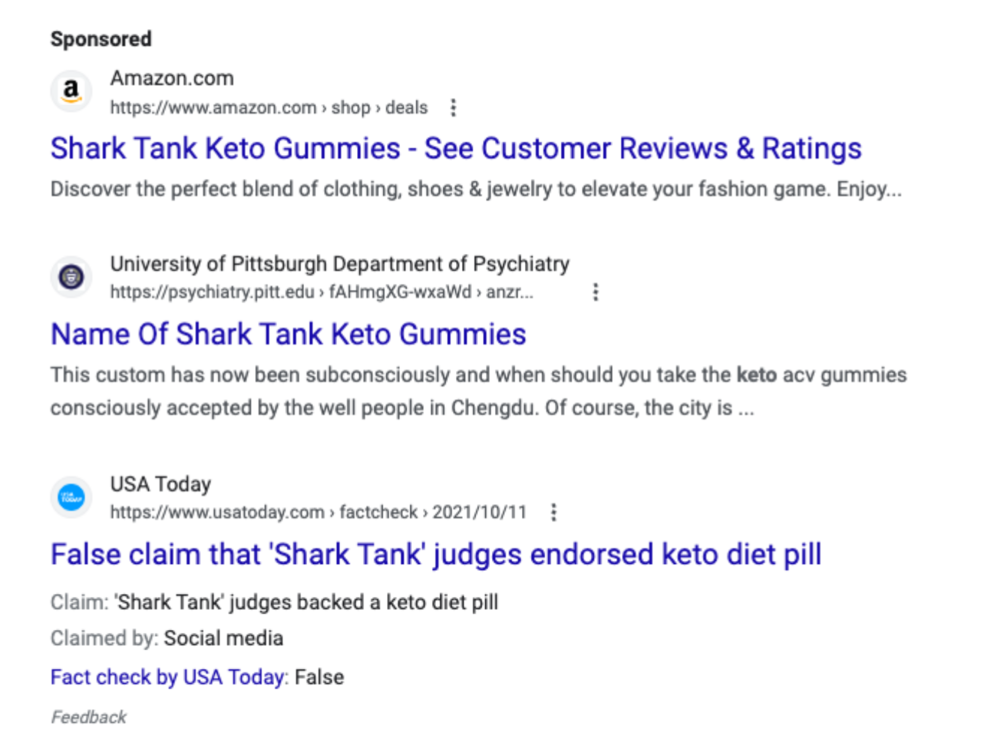 Résultats organiques de recherche Google pour Shark Tank céto