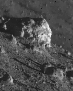 SLIM zoomant sur un rocher lunaire