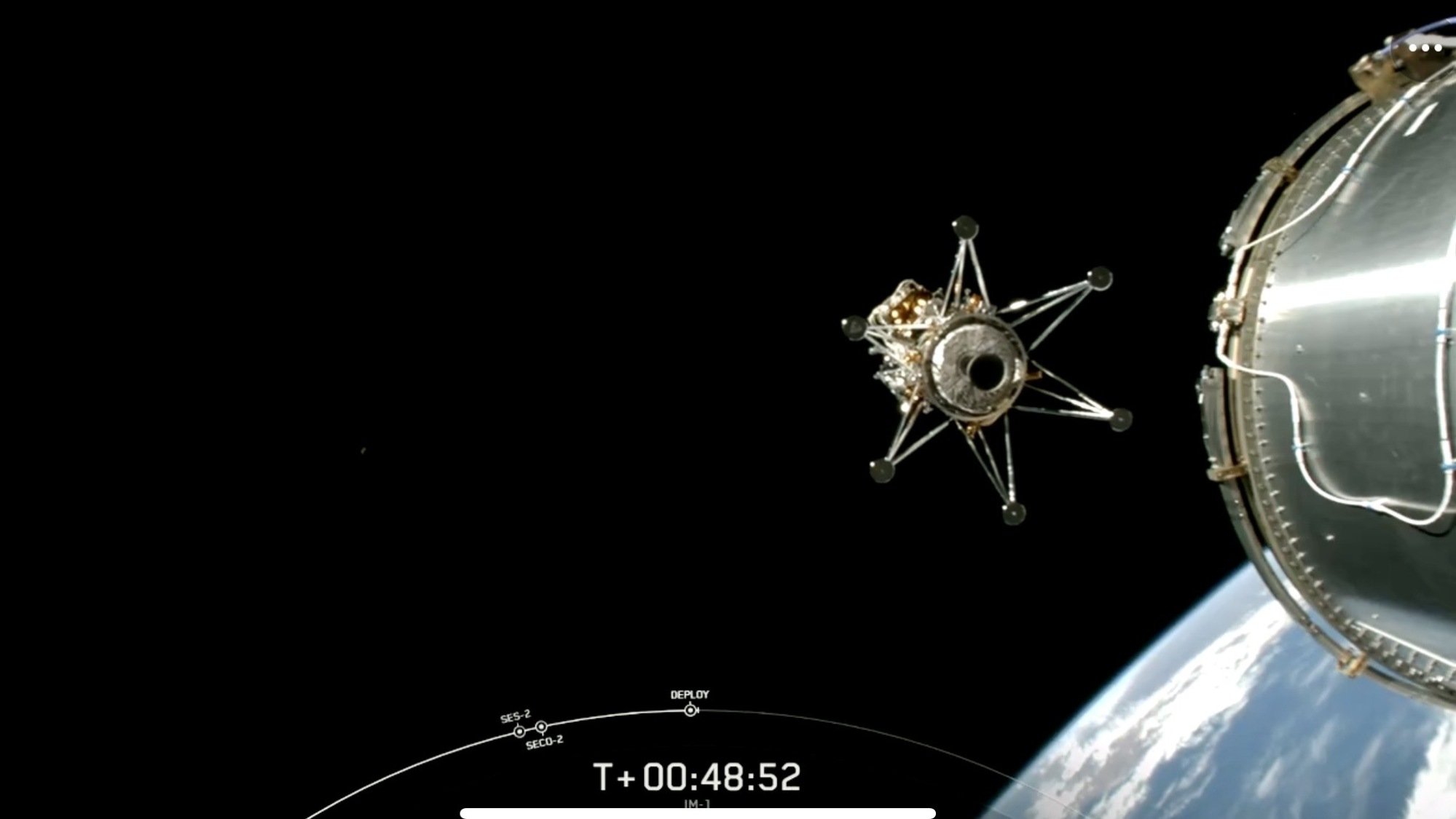L'étage supérieur de la fusée SpaceX Falcon 9 déploie l'atterrisseur lunaire Nova-C d'Intuitive Machines dans l'espace