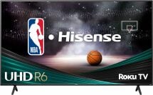 Téléviseur Hisense avec logo NBA et ballon de basket à l'écran