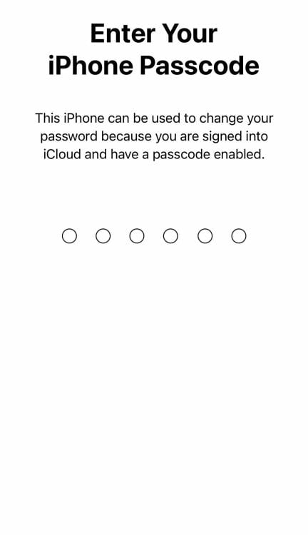 L'écran de l'iPhone vous demande de saisir le code Apple