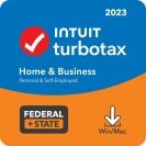 Logiciel d'impôt TurboTax Home & Business 2023, fédéral et étatique sur fond blanc