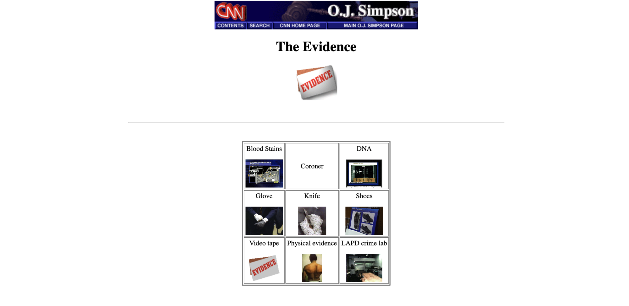 capture d'écran de la page de preuves du site de CNN