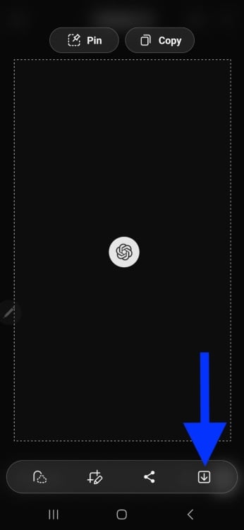 Flèche bleue pointant vers le bouton de téléchargement via l'interface utilisateur Smart Select