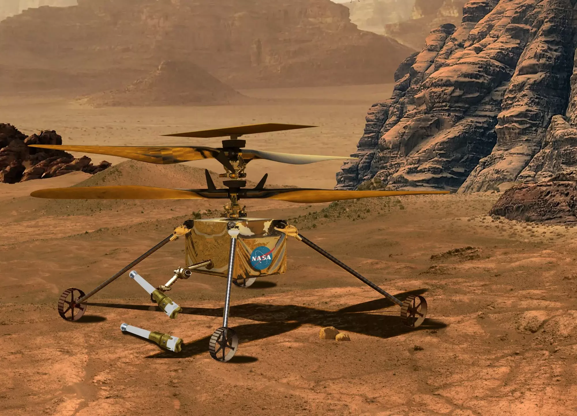 Un hélicoptère sur Mars récupère des tubes d'échantillons
