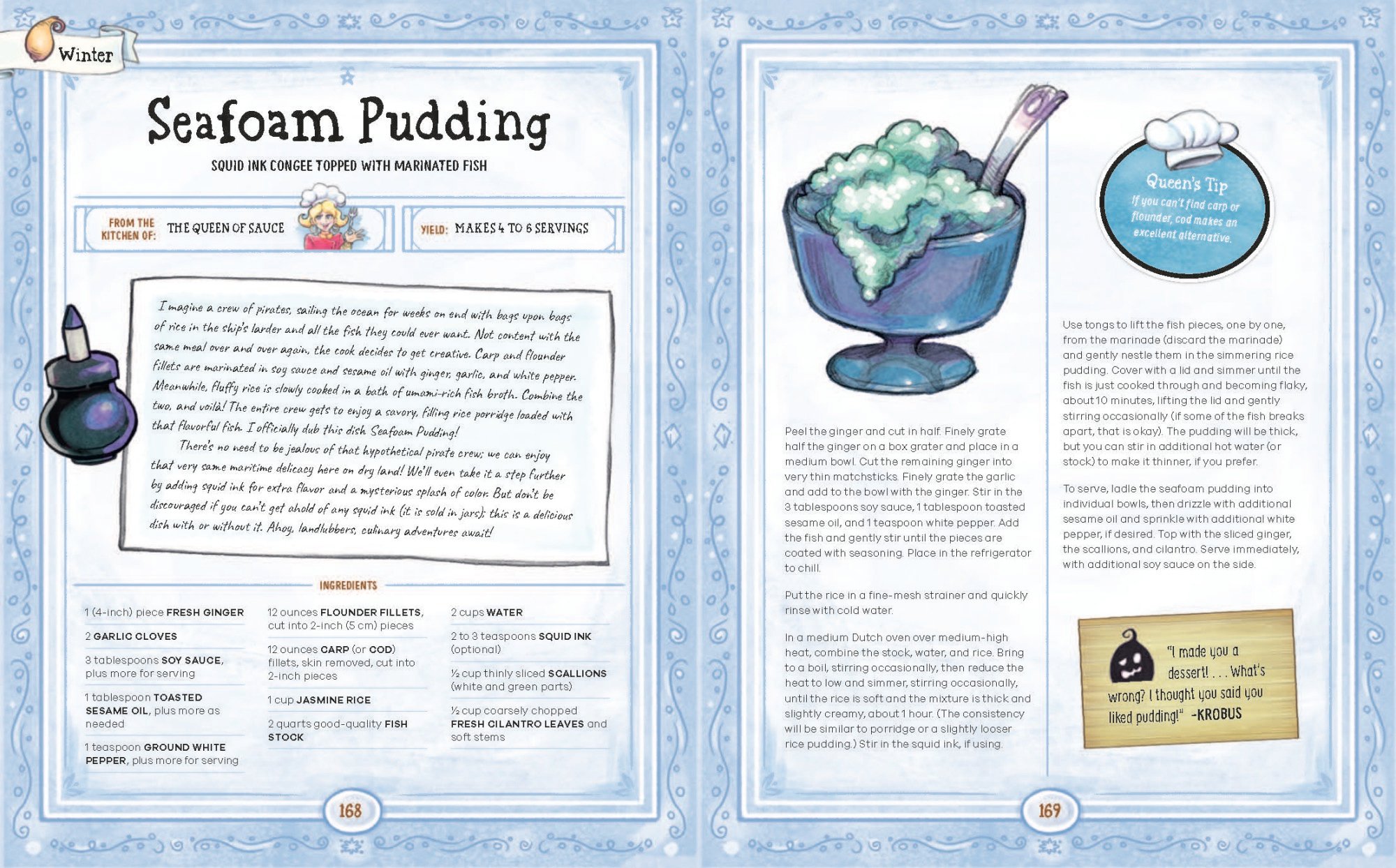 La recette du pudding à l'écume de mer dans le livre de recettes officiel de Stardew Valley.