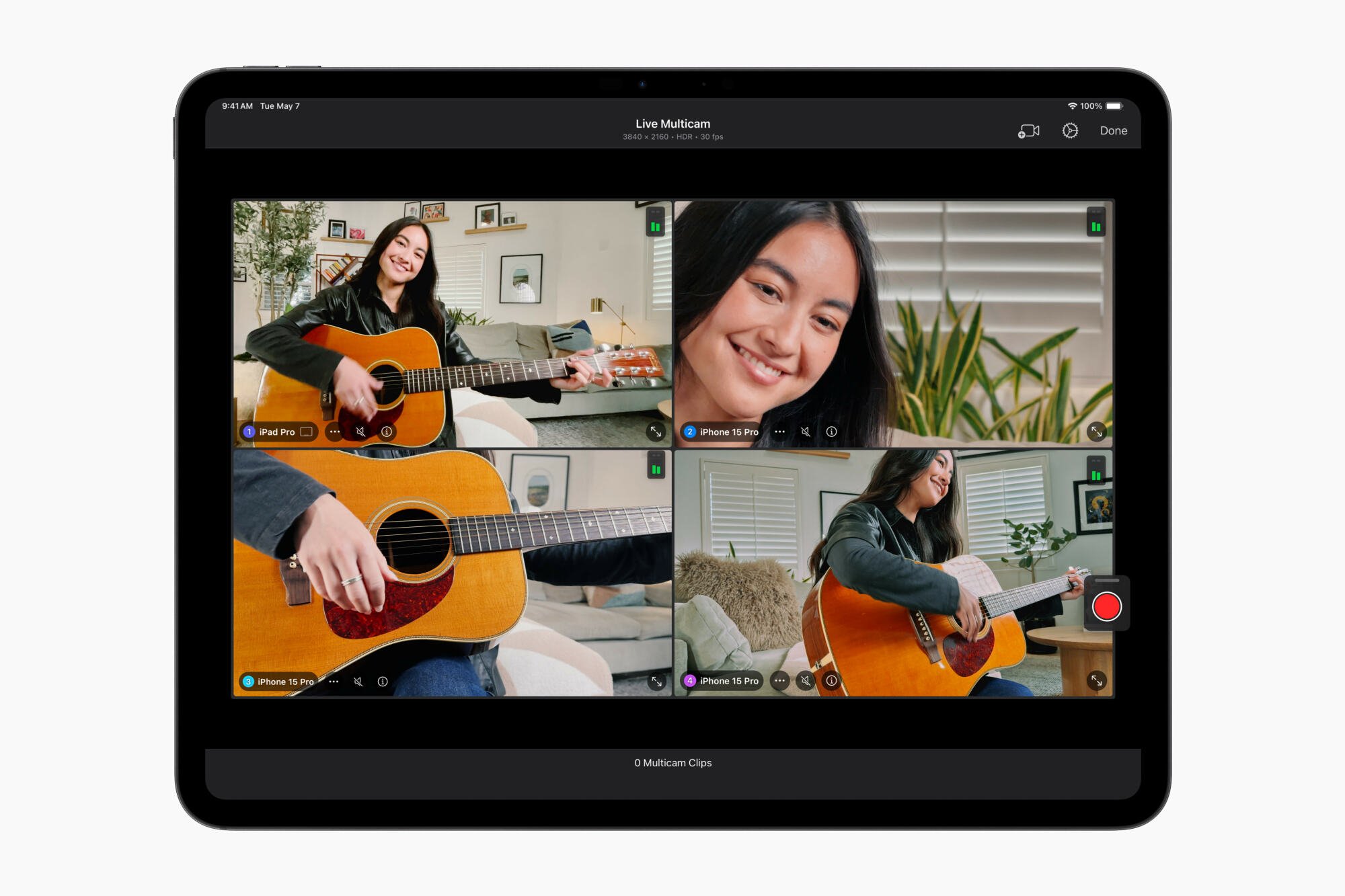 Apple iPad Pro avec Final Cut Pro montrant la fonctionnalité multicam