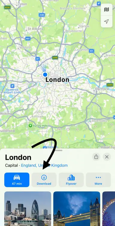 Les options « Cartes hors ligne » dans Google Maps.