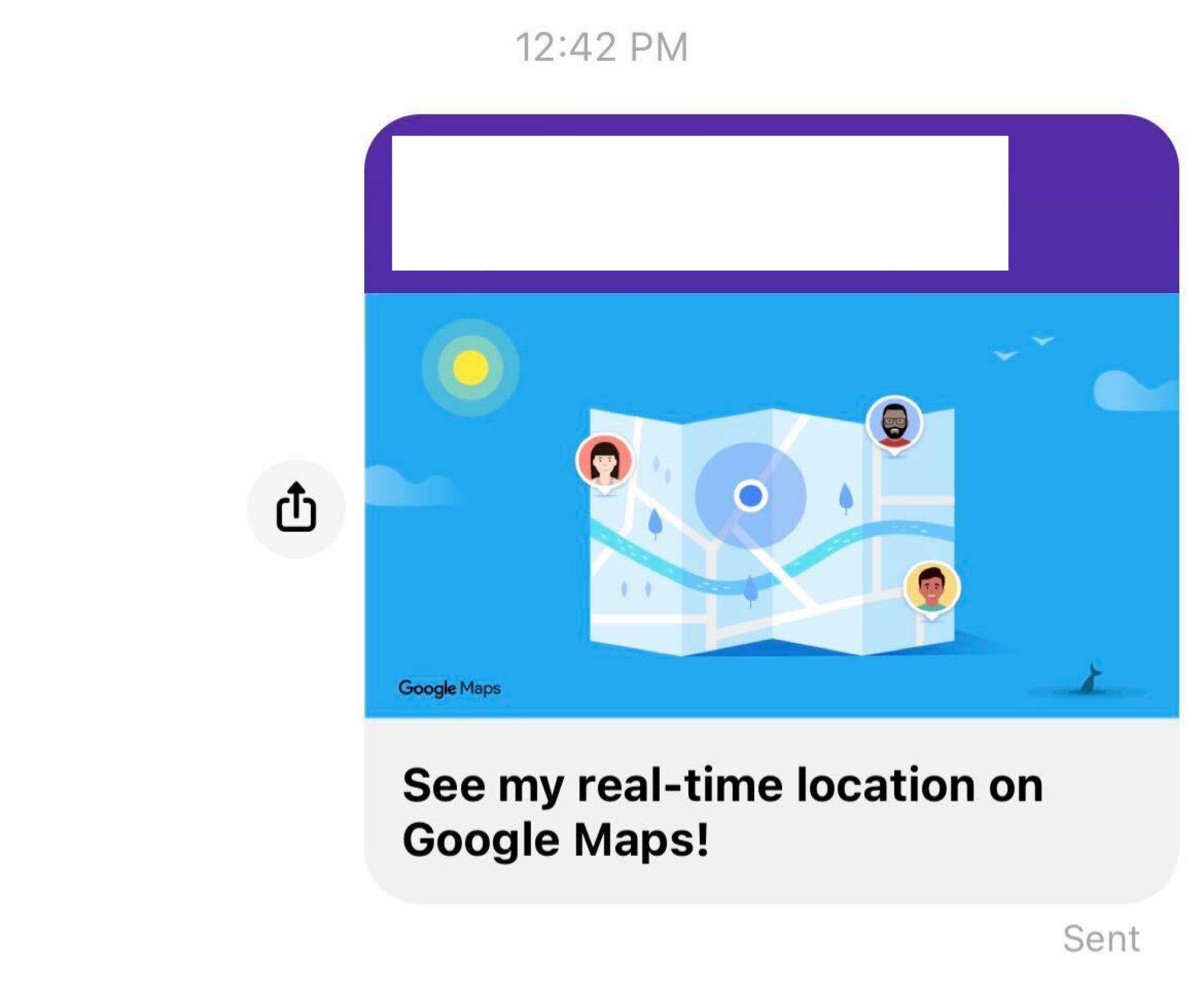 Une capture d'écran d'un lien Google Maps dans une application de messagerie.
