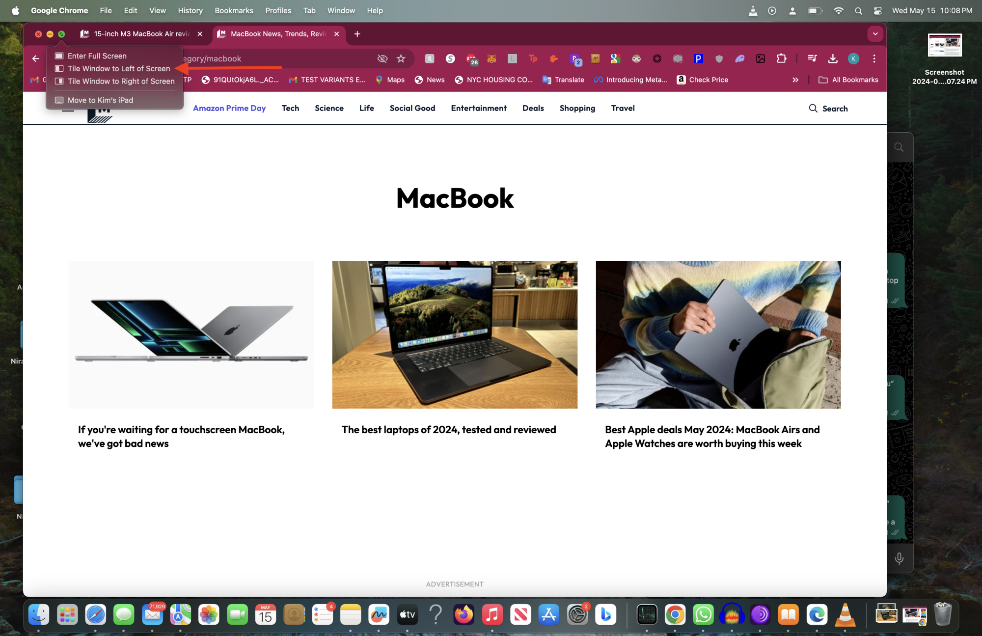 Capture d'écran d'un Mac