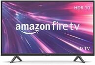 Amazon Fire TV avec fond rose et violet à l'écran