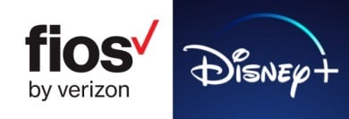 Logo Fios par Verizon et logo Disney+