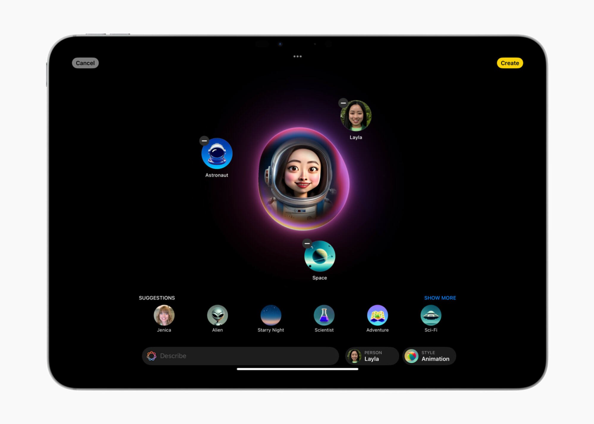 Aire de jeux d'images Apple sur l'écran de l'iPad