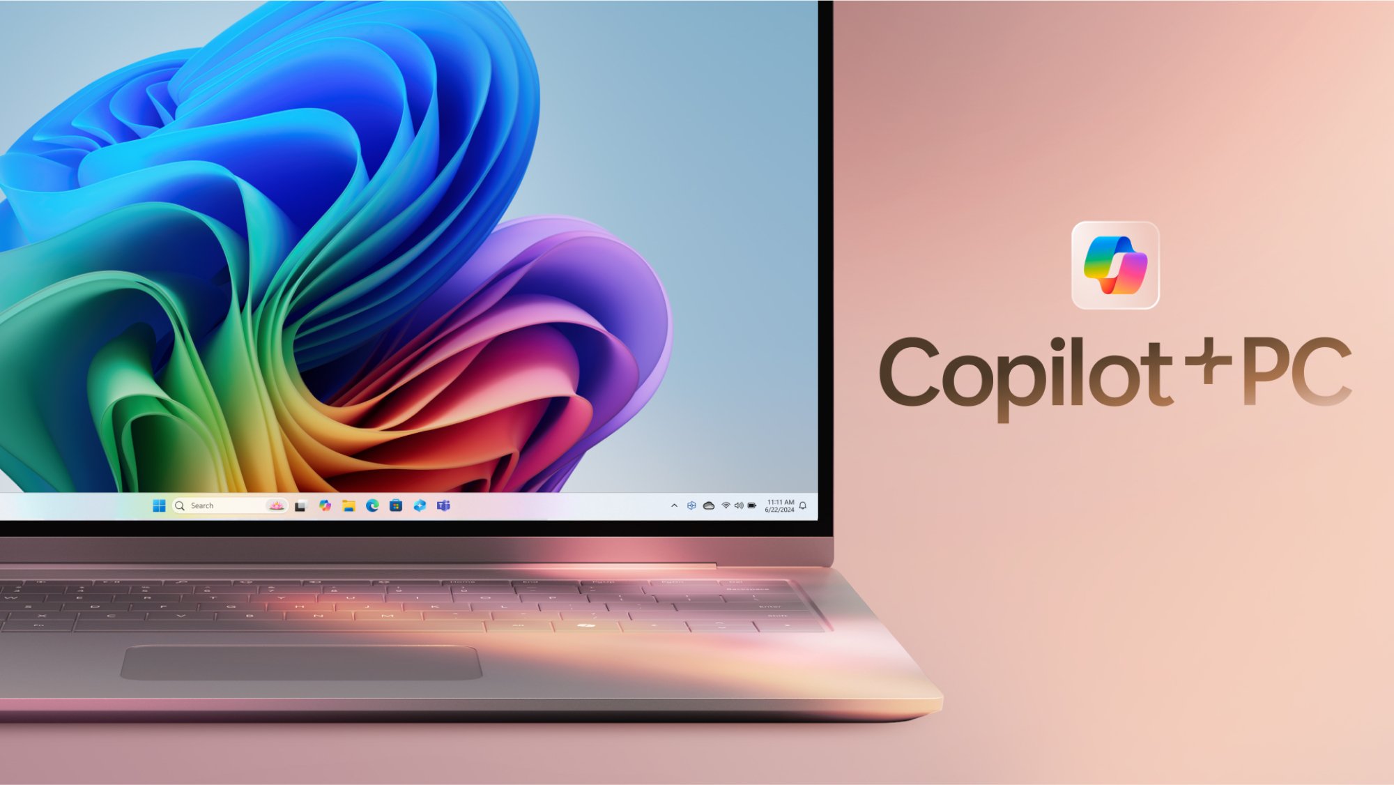 Un ordinateur portable à côté d'un logo "Copilot" et des mots "Copilot+PC"