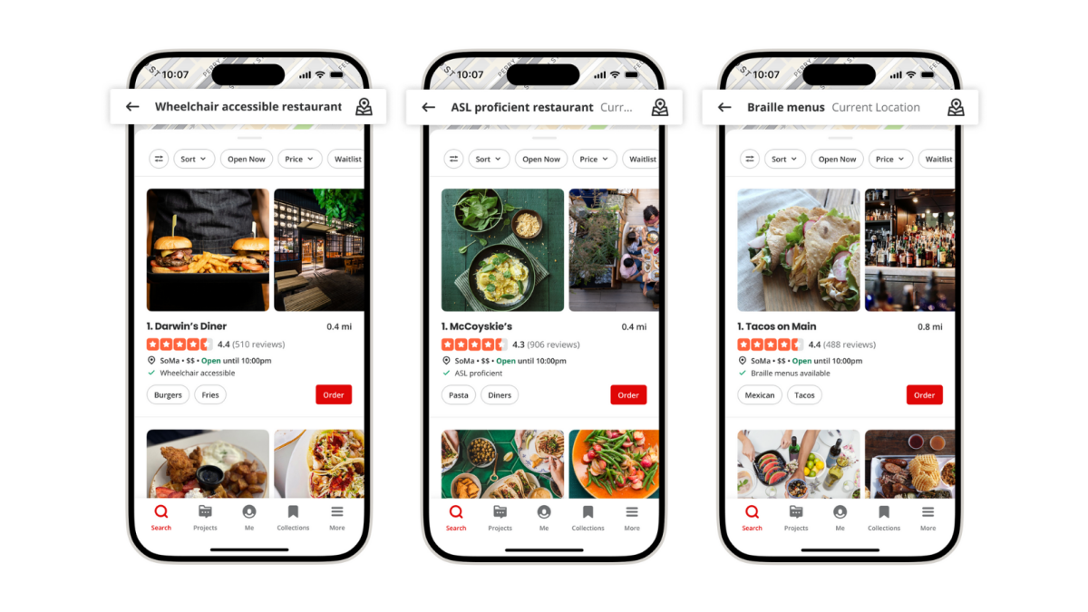 La dernière mise à jour de Yelp ajoute de nouvelles façons de trouver des entreprises accessibles et du texte alternatif alimenté par l'IA.