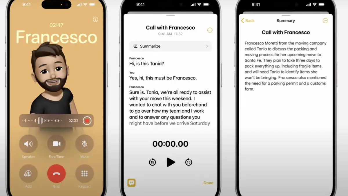 Apple annonce des enregistrements d'appels iPhone basés sur l'IA à la WWDC 2024