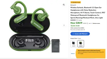 écouteurs verts broujoy sur le site de Walmart