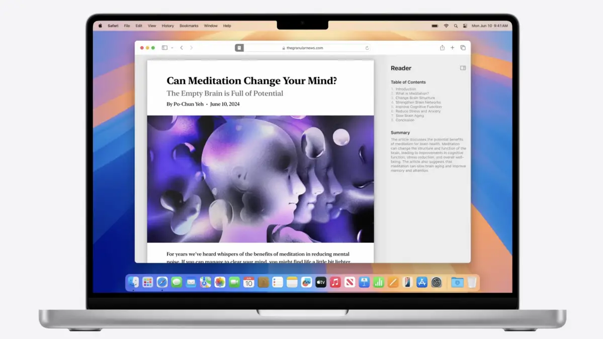 WWDC 2024 : Apple annonce un nouveau Safari avec Highlights et une barre latérale Reader « sans distraction »
