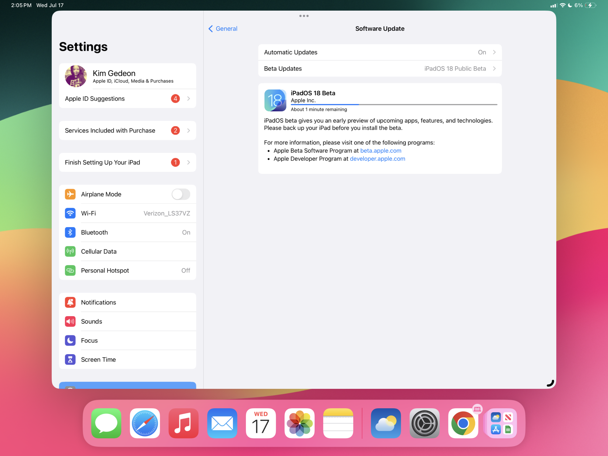 Installation d'iPadOS 18 sur un iPad Pro 13 pouces