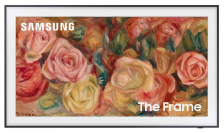 le téléviseur Samsung 55 pouces LS03D The Frame QLED 4K avec un fond floral