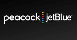 Les logos Peacock et JetBlue côte à côte