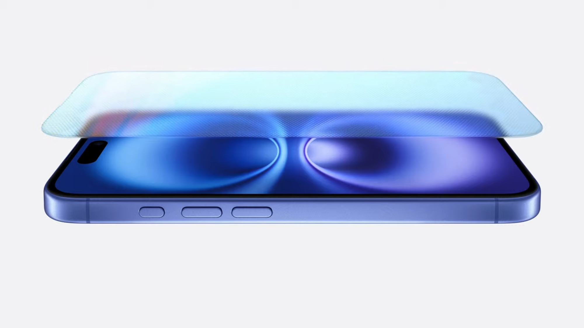 Une vue latérale de l'iPhone 16 montrant le bouton d'action au-dessus des commandes de volume.