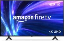 Amazon Fire TV série 4 avec fond violet et bleu