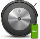 Aspirateur robot iRobot Roomba j7 et smartphone avec écran vert avec logo iRobot