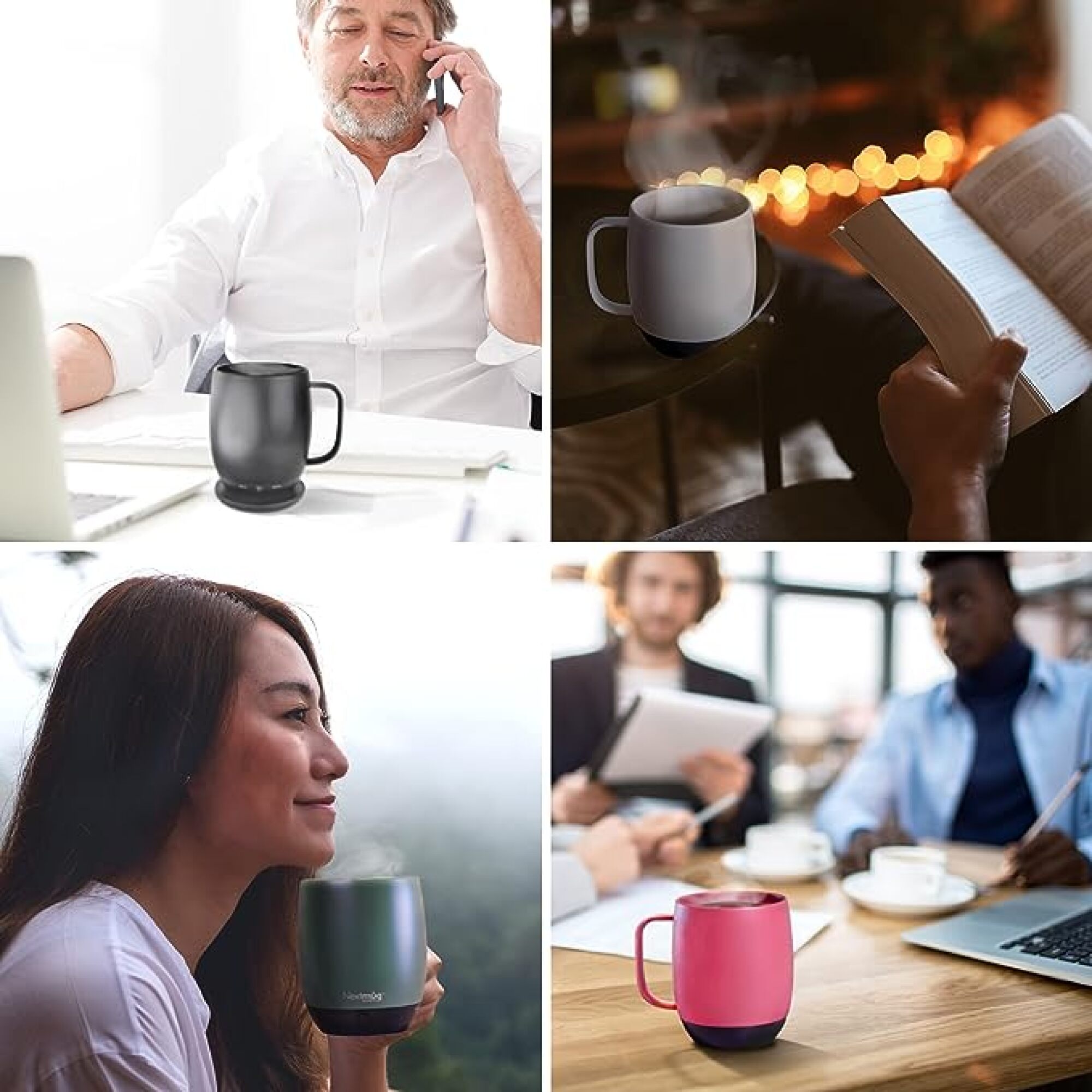 diverses photos de personnes utilisant la tasse