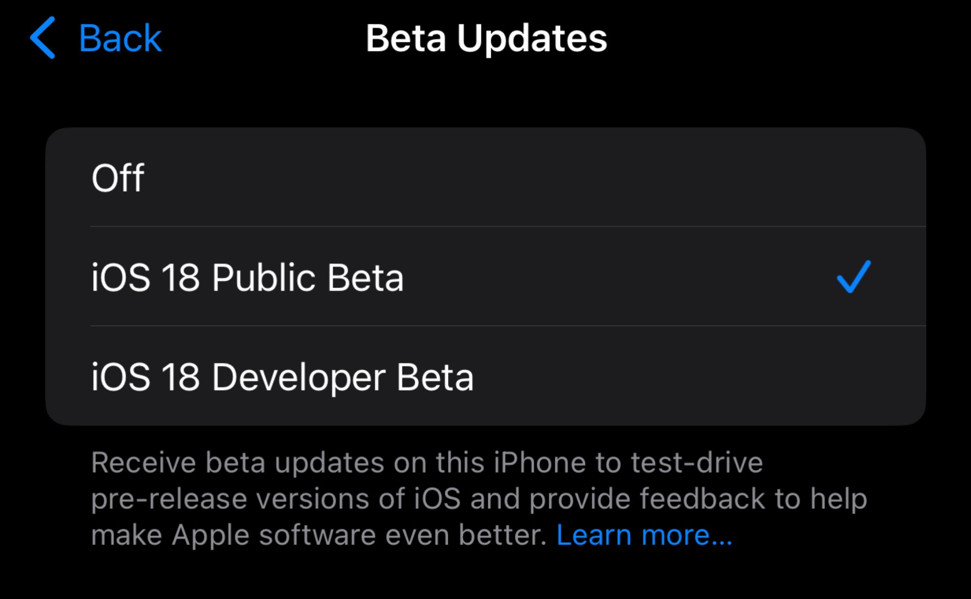 Version bêta d'Apple iOS