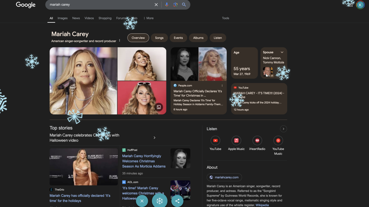 Google « Mariah Carey » pour une surprise sur le thème des vacances