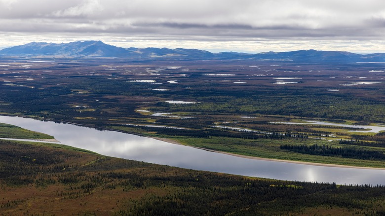 vue aérienne de la rivière et des montagnes