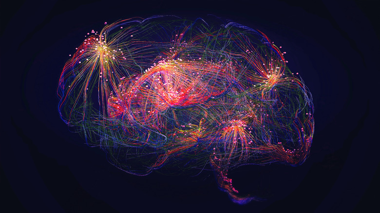 Concept complet et coloré de l'activité neuronale dans un cerveau humain