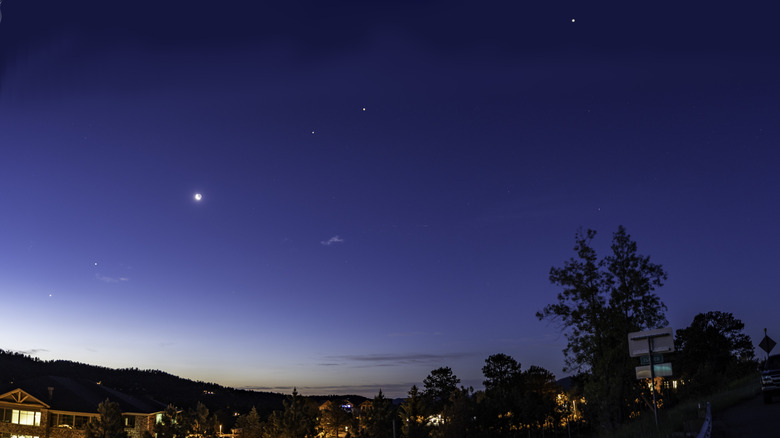 Alignement de Vénus, Mars, Saturne et Jupiter avec la Lune en 2022