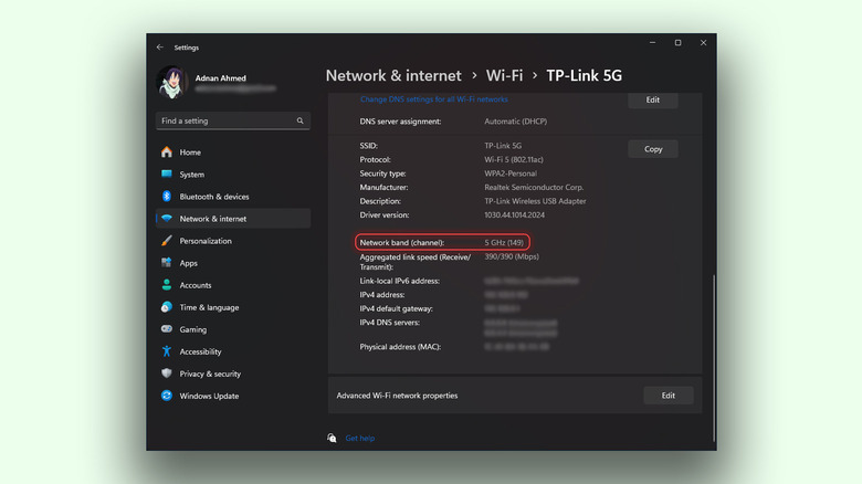 Connecté à un réseau 5 GHz sur un ordinateur Windows