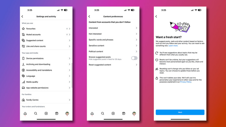 Étapes pour réinitialiser le contenu suggéré sur Instagram