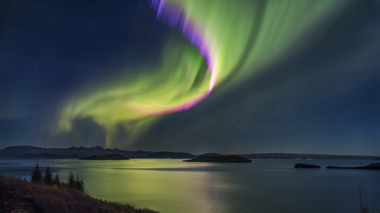 Lumières du Nord au-dessus du lac