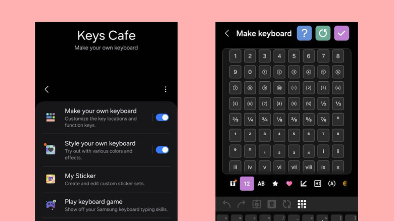 Keys Cafe Module Configurations sur une bonne serrure sur Samsung